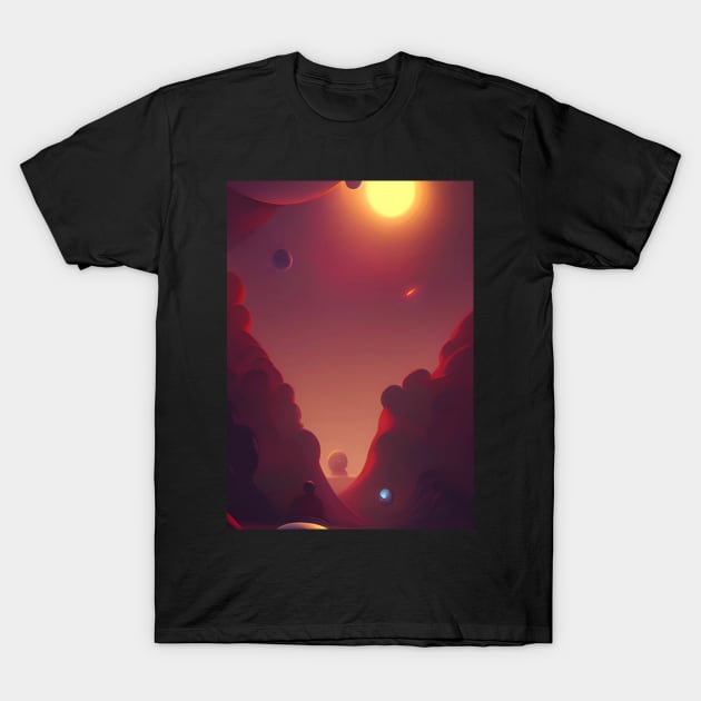 CUTE ALIEN SUNSET ON PLANET TAG T-Shirt by sailorsam1805